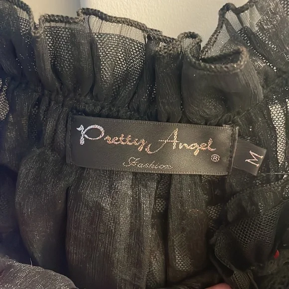 Glittery black tank top with lace - Picture 7 of 9